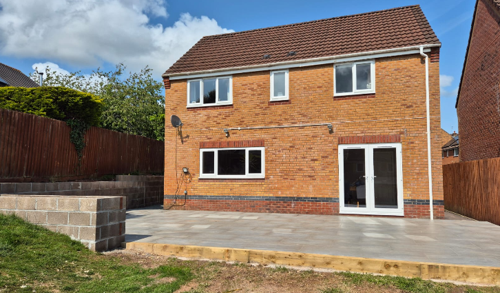 Outdoor finishing work with new paving
